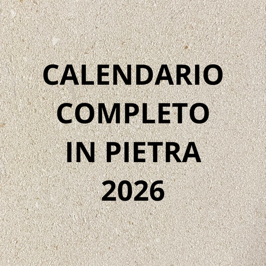 Calendario PRIAMO completo 2026 in Pietra di Vicenza e Rovere veneto spazzolato, orizzontale